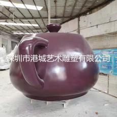 茶文化景观壶造型玻璃钢茶壶雕塑零售报价厂