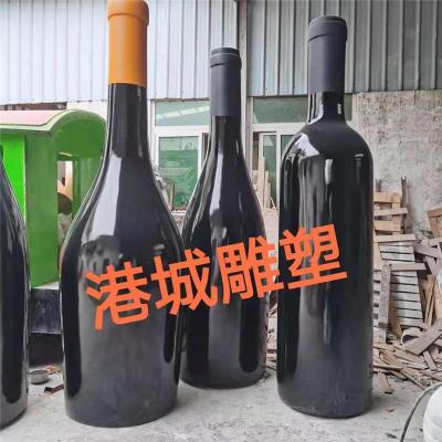 深圳批发零售定制玻璃钢红酒瓶雕塑生产厂家