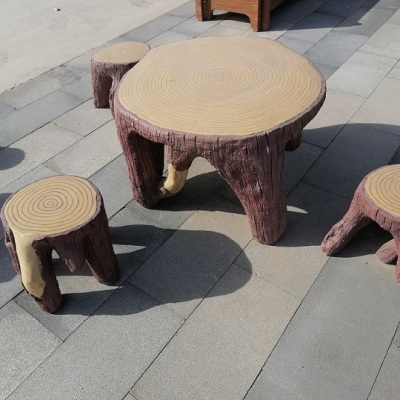 山德州供应仿木桌椅规格 水泥预制桌椅生产