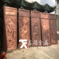 佛山大型純銅鍛造浮雕十八羅漢佛像壁畫廠家