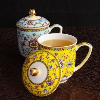 达美瓷业陶瓷茶杯珐琅彩骨瓷盖杯