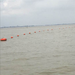 水面红色警戒线浮筒塑料抬缆浮施工安装