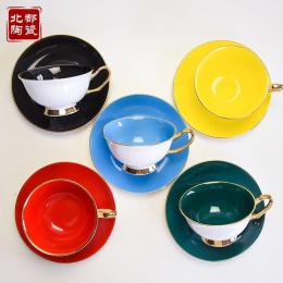 咖啡杯碟套装 陶瓷家用简约下午茶骨瓷色釉