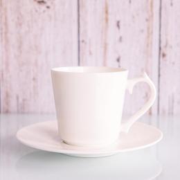 纯白陶瓷咖啡杯碟套装简约家用下午茶水杯