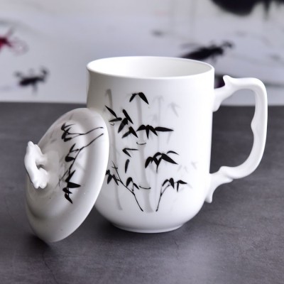 达美瓷业创意陶瓷带盖会议广告茶水茶杯批发
