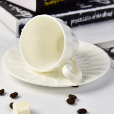 厂家批发陶瓷浮雕咖啡杯碟 创意骨瓷茶水杯