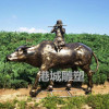 乡村农耕文化主题牧童骑牛雕塑零售价格厂家