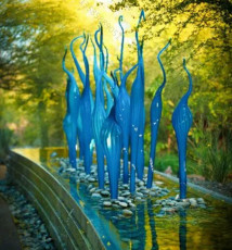 景观设计不锈钢彩绘水草雕塑水景植物制作