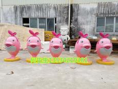 创意粉红色海洋生物形象卡通海豚公仔雕塑价