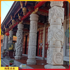 寺庙文化图腾柱雕刻 石雕青石龙柱传统工艺