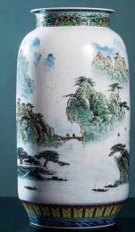王锡良千里江山瓷画瓶