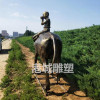 贵州玻璃钢放牛娃牧童骑牛雕塑定制报价厂家