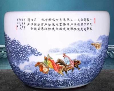 三顾茅庐青花斗彩大师缸