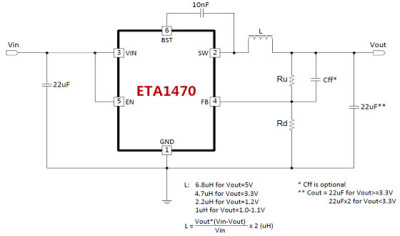 钰泰ETA1470FT2G-18V 2A高效同步降压变换器