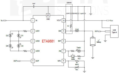 钰泰-ETA9881E10-2.4A升压电源一体解决方案