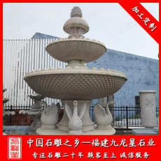 湖南黄锈石喷泉厂家 安装黄锈石水钵喷泉