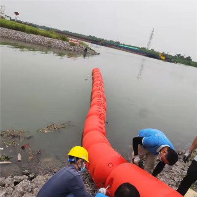 水上挂网塑料浮桶泵站拦河索设计安装