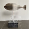 不锈钢鱼骨造型摆件 三维立体抽象鱼雕塑