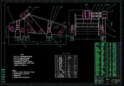 GPS型高频直线振动筛全套cad图纸