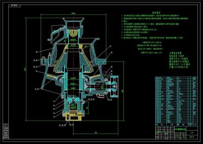 单缸液压圆锥破碎机全套cad图纸