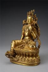 铜鎏金观音菩萨坐像
