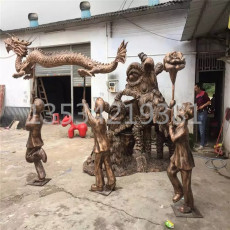 汕头民俗文化舞龙小孩人物雕塑定制价格厂家
