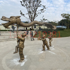 惠州公园玻璃钢舞龙童子人物雕塑批发零售厂