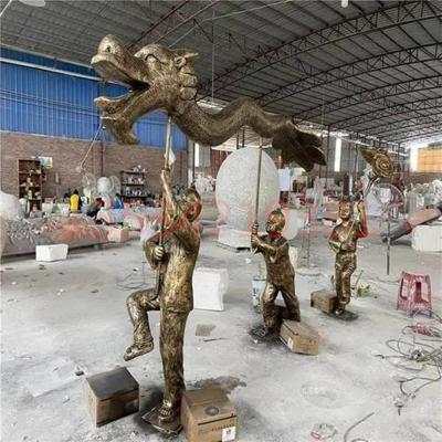 梅州乡村小镇舞龙民俗人物雕塑定制生产厂家
