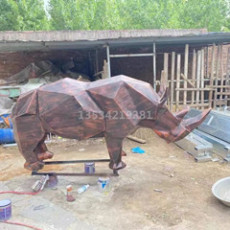 深圳玻璃钢几何犀牛雕塑定制价格厂家直销
