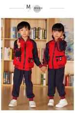 幼儿园服红色长袖套装英伦风两件套