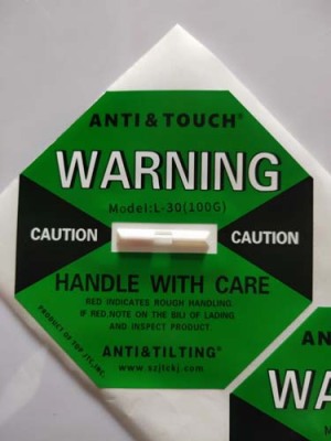 吕梁自主全英文防碰撞标签ANTI&TOUCH橙色75G防震动标签批量定购电话