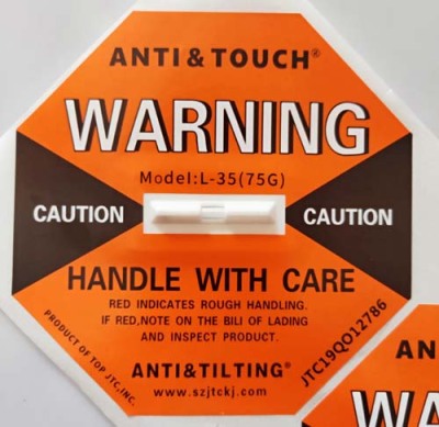 滁州自主全英文防碰撞标签ANTI&TOUCH橙色75G防震动显示标签怎么报价