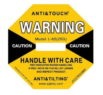 长春自主全英文防碰撞标签ANTI&TOUCH橙色75G防震动警示标签工厂