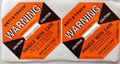 汕头自主全英文防碰撞标签ANTI&TOUCH橙色75G防震动显示标签包邮