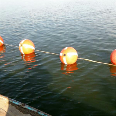 海上红色塑料浮球水库警示浮漂安装