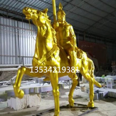 蒙古主题玻璃钢古代骑马人物雕塑定制价格