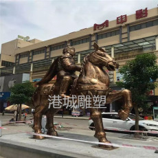 长沙广场公园古代骑马将军雕塑定制报价工厂