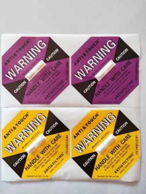 株洲自主全英文防碰撞标签ANTI&TOUCH橙色75G防震动标签批量定购电话