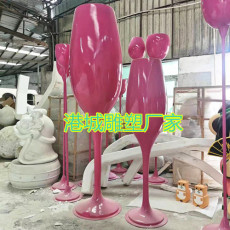供应香港酒庄装饰玻璃纤维香槟红酒杯雕塑厂