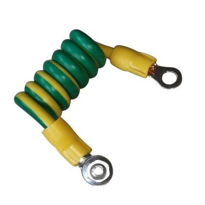 纯铜黄绿双色弹簧螺旋伸缩绕圈卷式弹弓接地