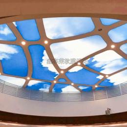 临汾软膜天花吊顶安装过程前后对比白色透光膜-蓝天白云软膜天花