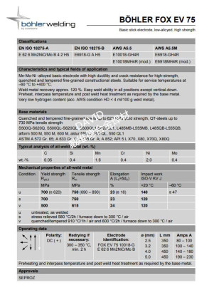 BOHLER FOX EV 75伯乐进口焊条