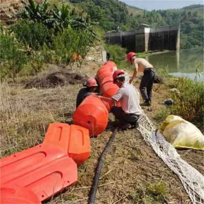 湖泊挂网浮式拦污排河道拦漂装置