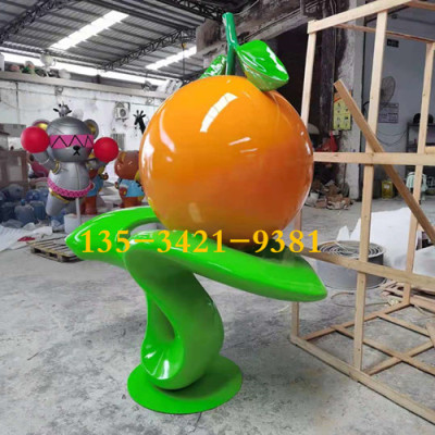湖北宜昌果园大型玻璃钢蜜桔雕塑标识定制厂