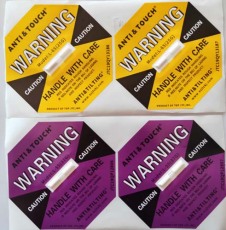 自主全英文防碰撞標簽ANTI&TOUCH橙色75G防震動標簽批量定購電話