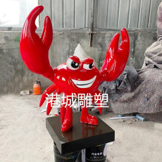 三亚大排档迎宾玻璃钢蟹老板卡通雕塑零售价