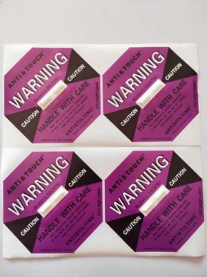 重庆自主全英文防碰撞标签ANTI&TOUCH橙色75G防震动标签批量定购电话