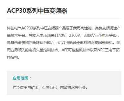 上海伟创ACH200系列高压变频器参数