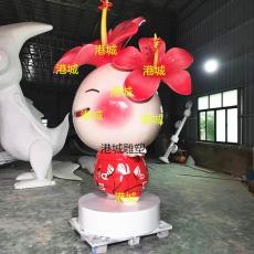 贵港唱山歌吉祥物卡通大红花玩偶雕塑零售价
