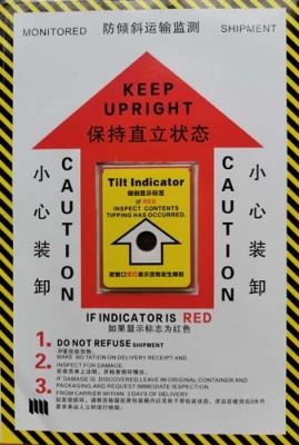 东莞顺丰包邮防倾斜标签Tilt Indicator生产厂家